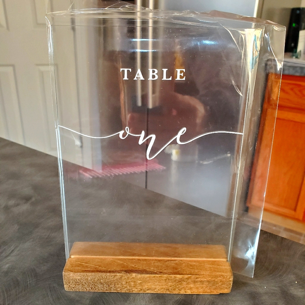 Acrylic wedding table number sign